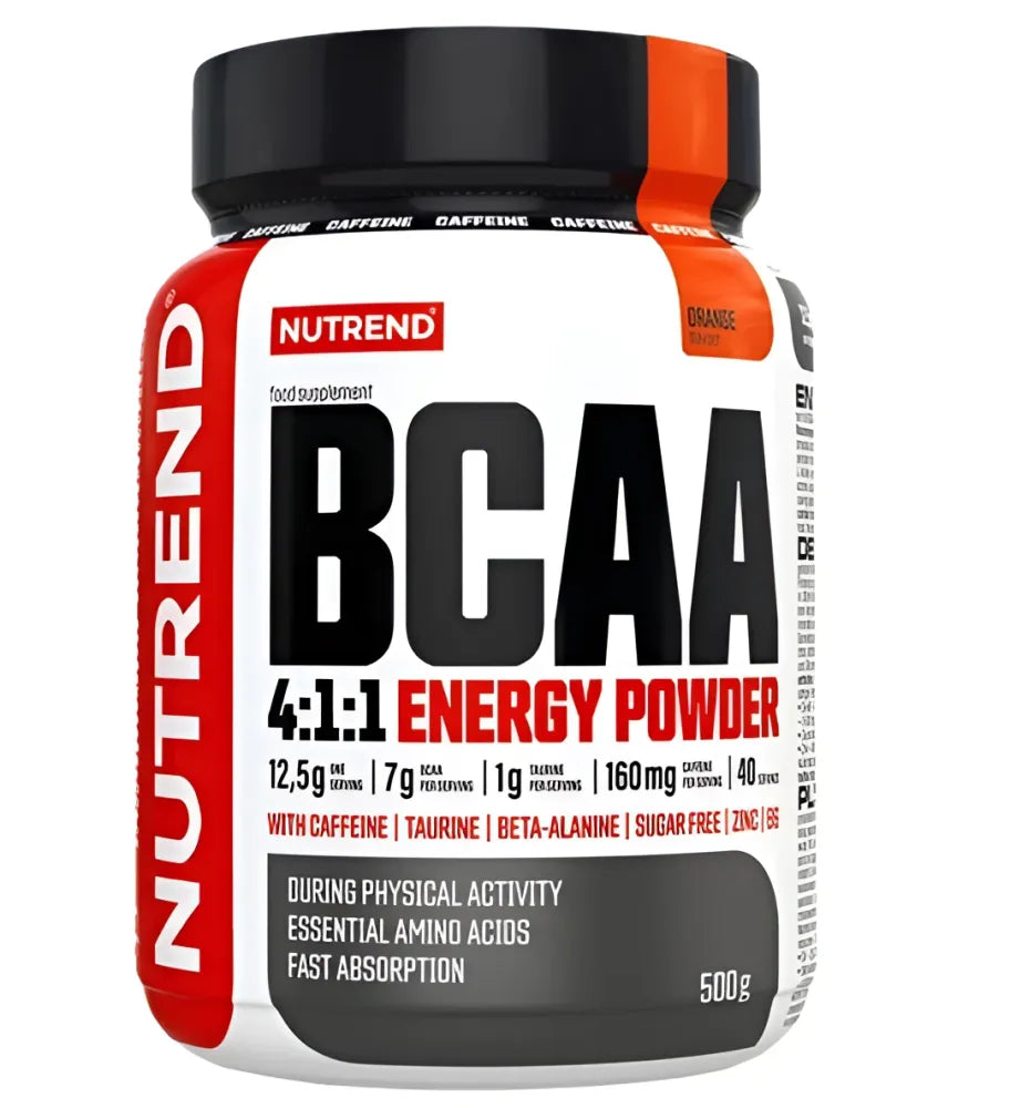BCAA 4:1:1 Energy Powder Orange - 500g - Nutrend - Sporto papildai