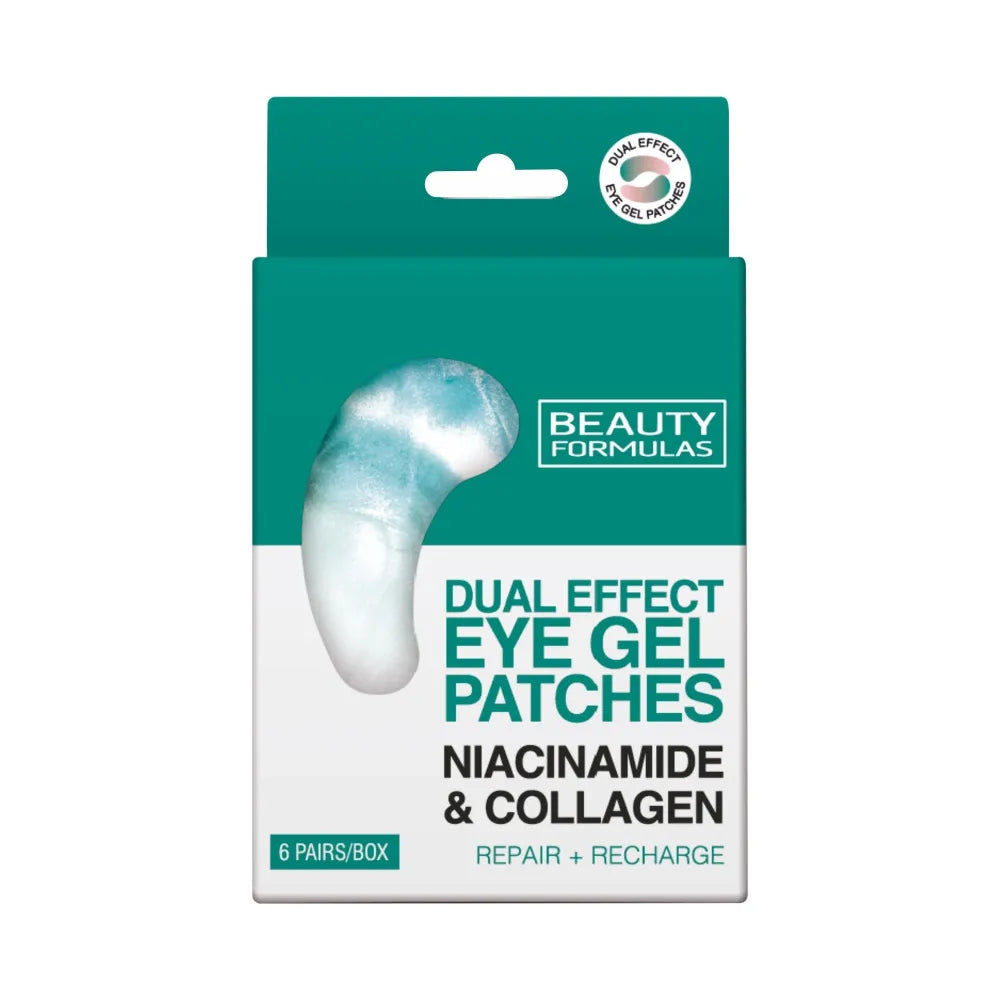 BEAUTY FORMULAS Eye Gel Patches Dviejų efektų geliniai paakių pleistrai - Niacinamidas + Kolagenas - Kosmetika
