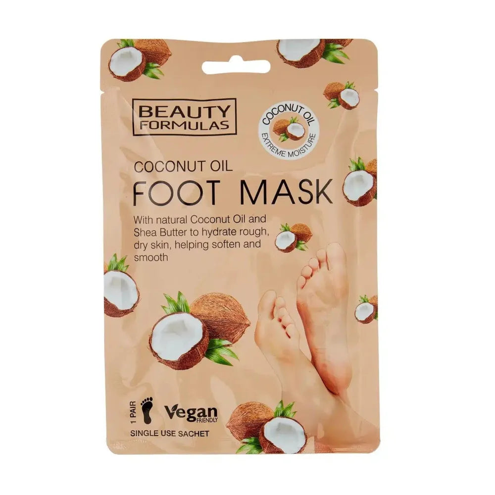 BEAUTY FORMULAS Foot Mask Pėdų kaukė su kokosų aliejumi - 1 pora - Kosmetika