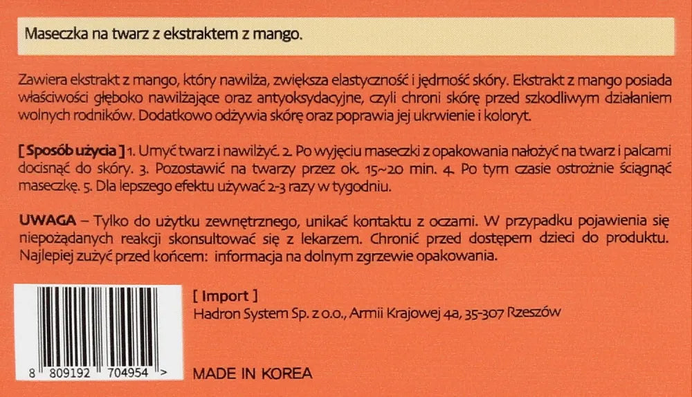 Beauty Kei veido kaukė su MANGO ekstraktu 1 vnt - Kosmetika