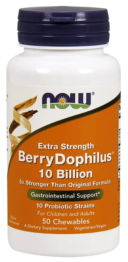 BerryDophilus 10 Billion (Extra Strength) - 50 chewables - NOW Foods - Papildai