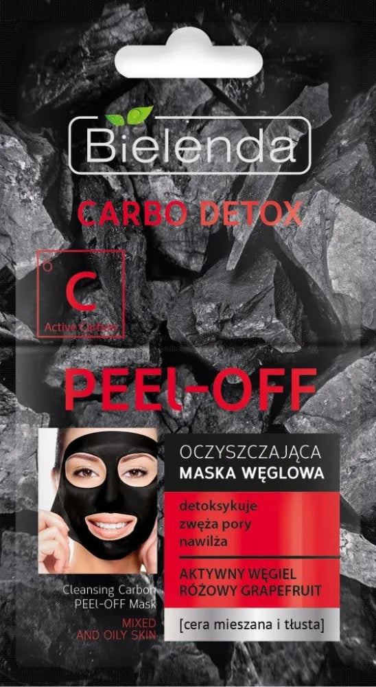 Bielenda Carbo Detox Black Charcoal Peel-off valomoji kaukė 2x6g - Kosmetika