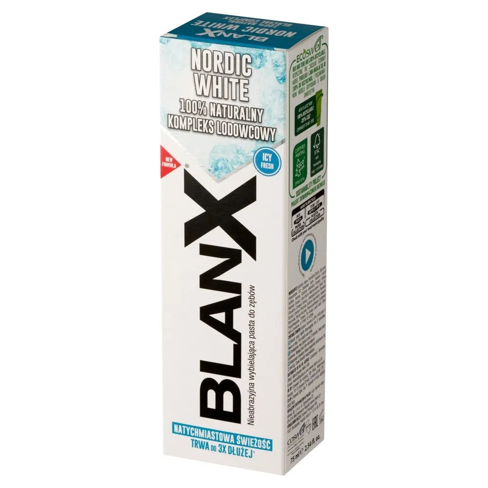 BLANX Nordic White Toothpaste Whitening - 100% natūralus ledynų kompleksas 75ml - Kosmetika