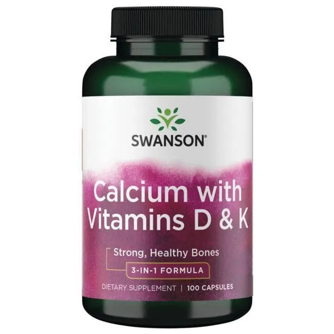 Calcium with Vitamins D & K - Kaulams - N100 - Kalcis su vitaminais ir - Swanson - Papildai