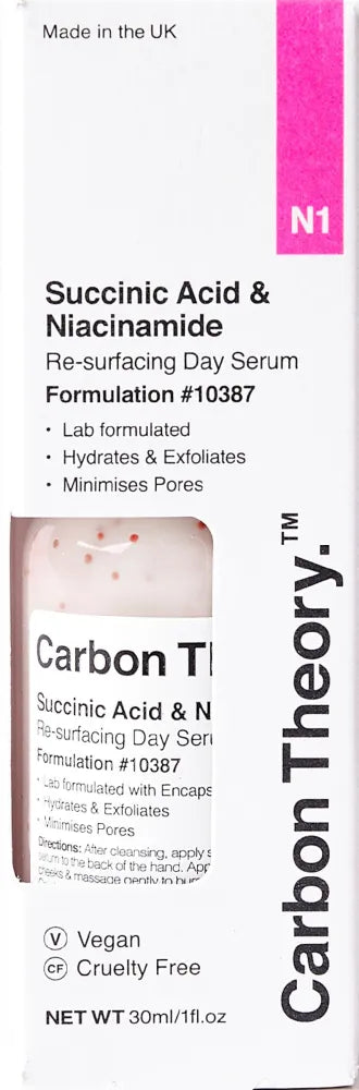 CARBON THEORY Succinic Acid & Niacinamide Atstatantis Naktinis Serumas Atkuriančio Dienos - Kosmetika