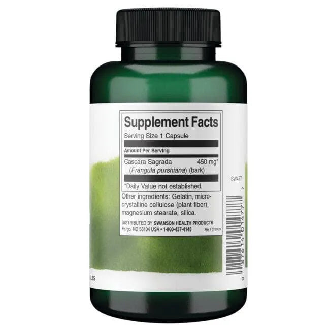 Cascara Sagrada - 450 mg - N100 - Šventa žievė - Swanson - Papildai