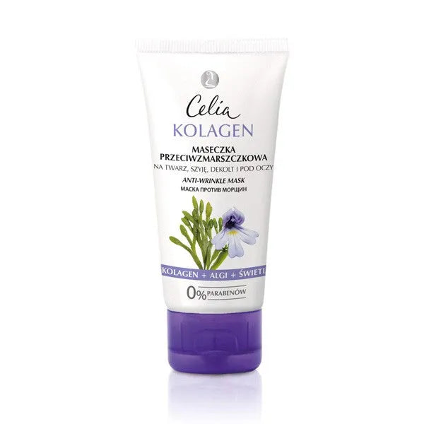 Celia Collagen serijos Anti-wrinkle kaukė veidui kaklui krūtinei ir po akimis - Kosmetika