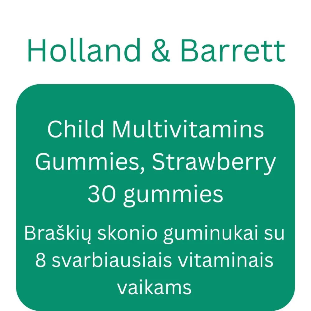 Child Multivitamins Gummies Strawberry - 30 - Holland & Barrett - Papildai