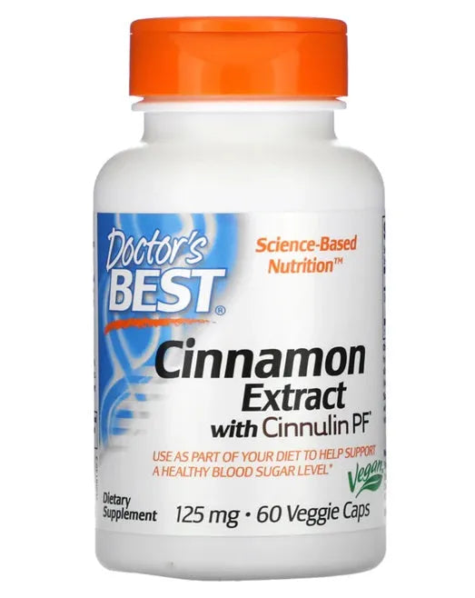Cinnamon Extract with CinnulinPF 125mg - 60 vcaps - Doctor’s Best - Papildai