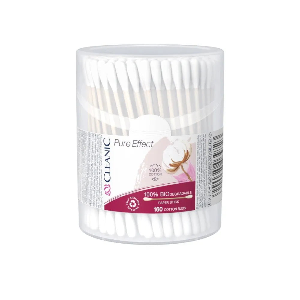 CLEANIC Pure Effect cotton buds - 160 pieces - round box - Higiena