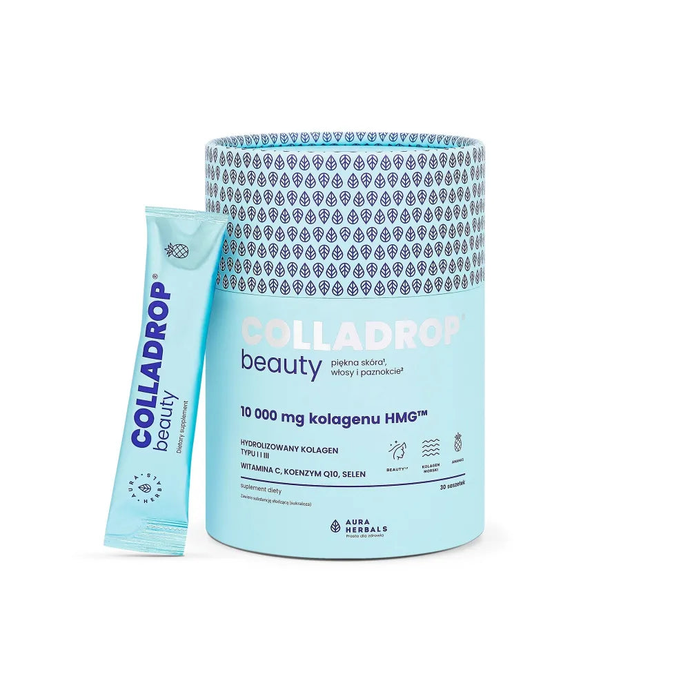 Colladrop Beauty Hydrolyzed Marine Collagen 10000 mg Type I and III - Pineapple (30 sachets) - AURA HERBALS - Papildai