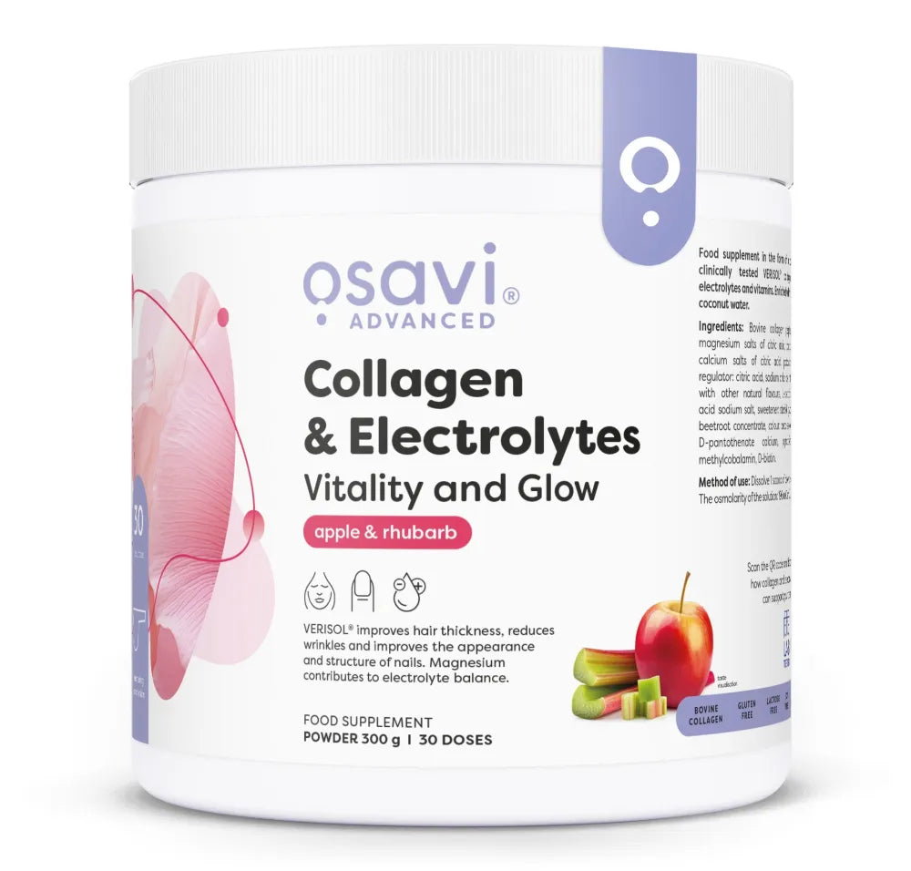 Collagen Electrolytes Vitality and Glow Apple & Rhubarb - 300g - Osavi - Maistas