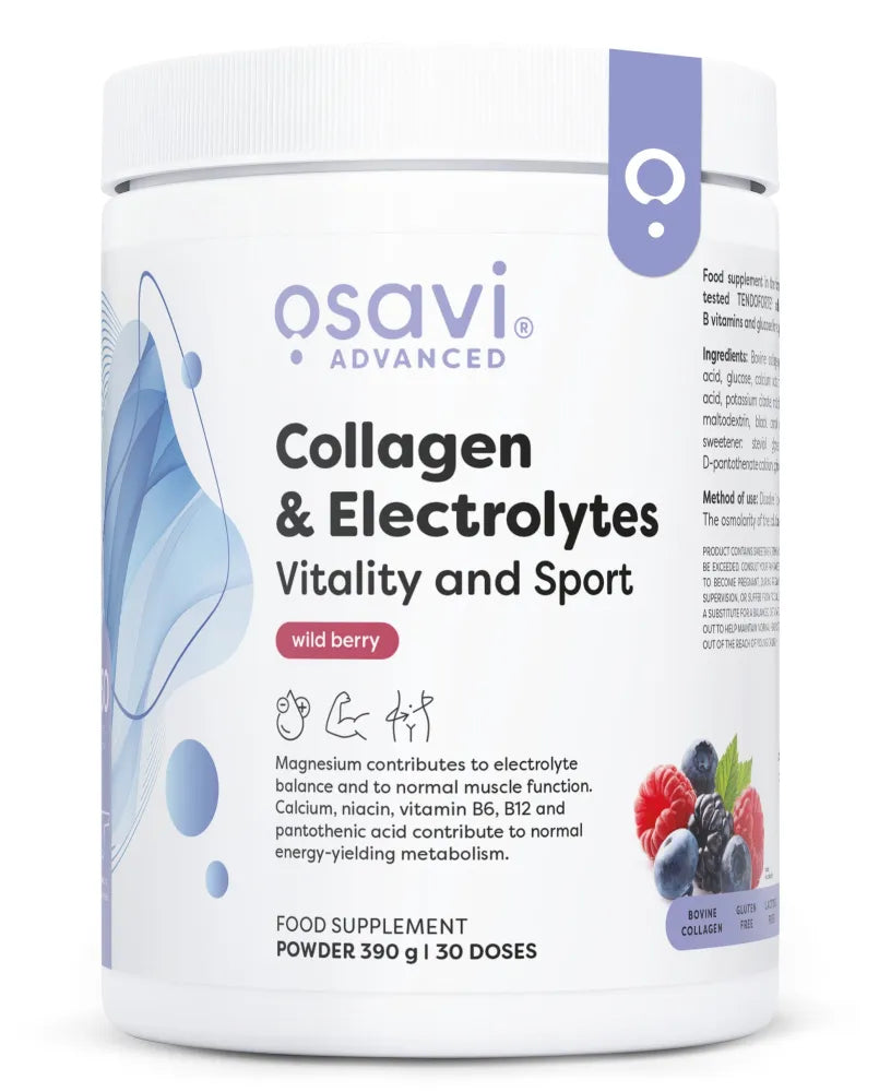 Collagen Electrolytes Vitality and Sport Wild Berry - 390g - Osavi - Papildai