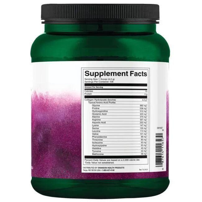 Collagen Hydrolysate Powder - Peptides - 454 gr - Swanson - Papildai