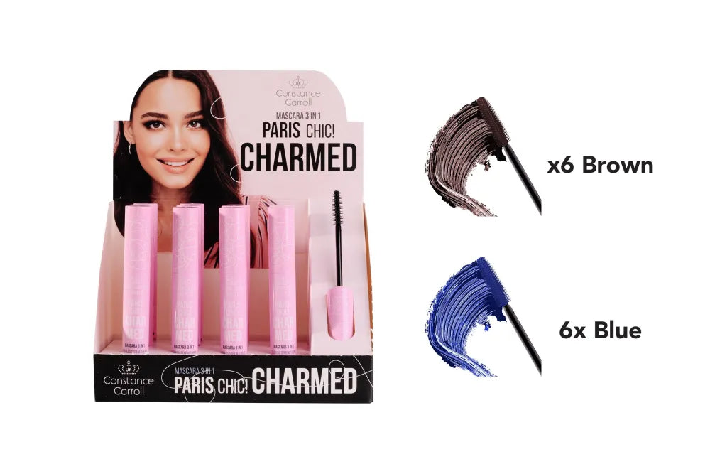 CONSTANCE CARROLL Set - Blakstienų tušas 12 x Charmed (6xMėlynas + 6xRudas) - Kosmetika