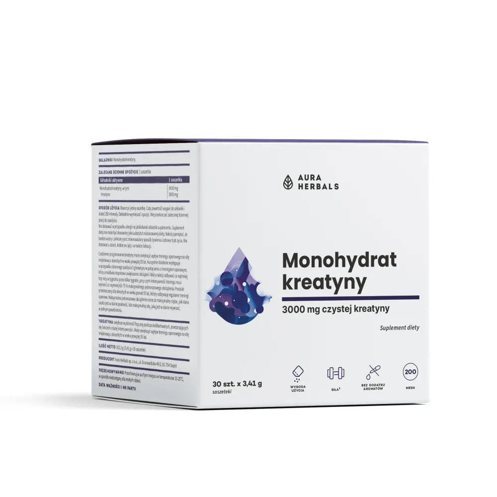 Creatine Monohydrate Dietary supplement Sachets 30 pcs. - AURA HERBALS - Papildai