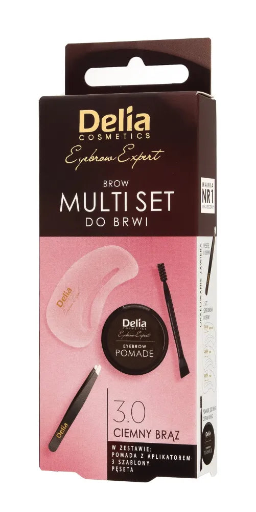 DELIA Antakių rinkinys rudas pomadas + pincetas + šablonas - Kosmetika