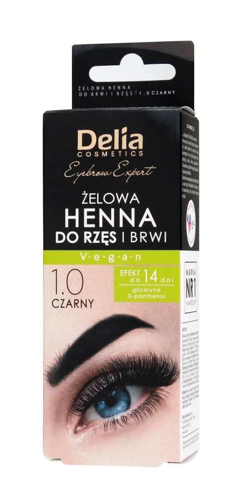DELIA Henna for eyebrows and eyelashes gel 1.0 black 15 ml - Kosmetika