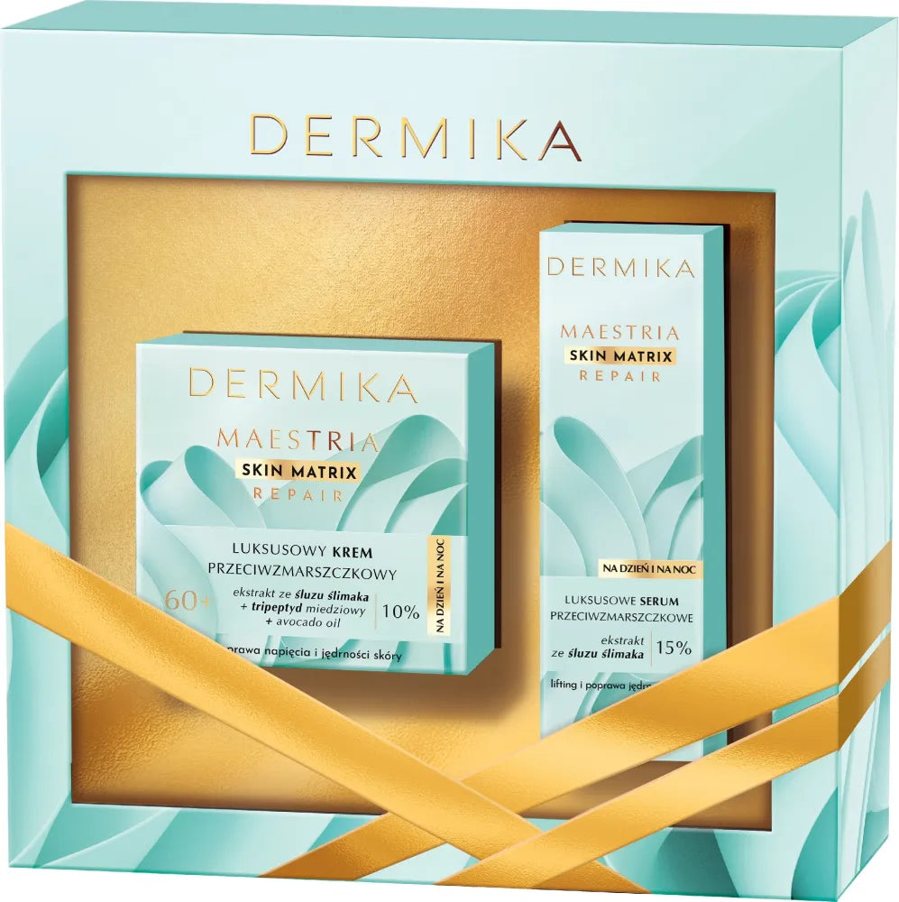 DERMIKA Maestria Skin Matrix Repair 60+ dovanų rinkinys (dieninis ir naktinis kremas 50ml + serumas 30ml) - Kosmetika