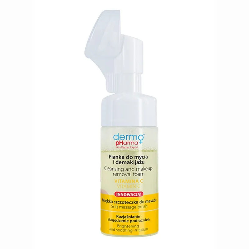 DERMO PHARMA+ Facial cleansing and makeup removal foam with brush - Vitamin C 125 ml. - Kosmetika