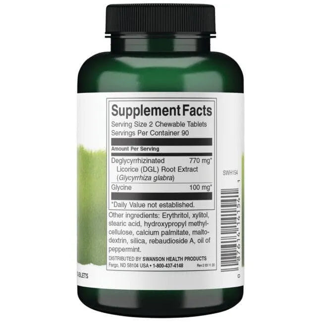 DGL - Saldymedžio šaknų ekstraktas - Virškinimui - 385 mg - N180 - Swanson - Papildai