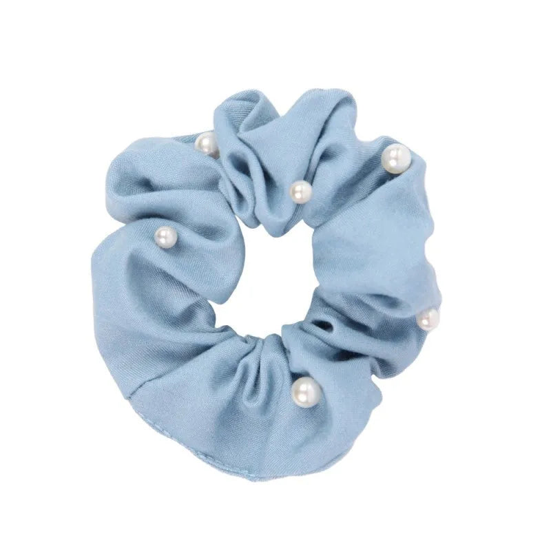 DONEGAL Hair decorations - Scrunchie elastinė juosta džinsams su perlų (FA-5874) 1 vnt. - Kosmetika
