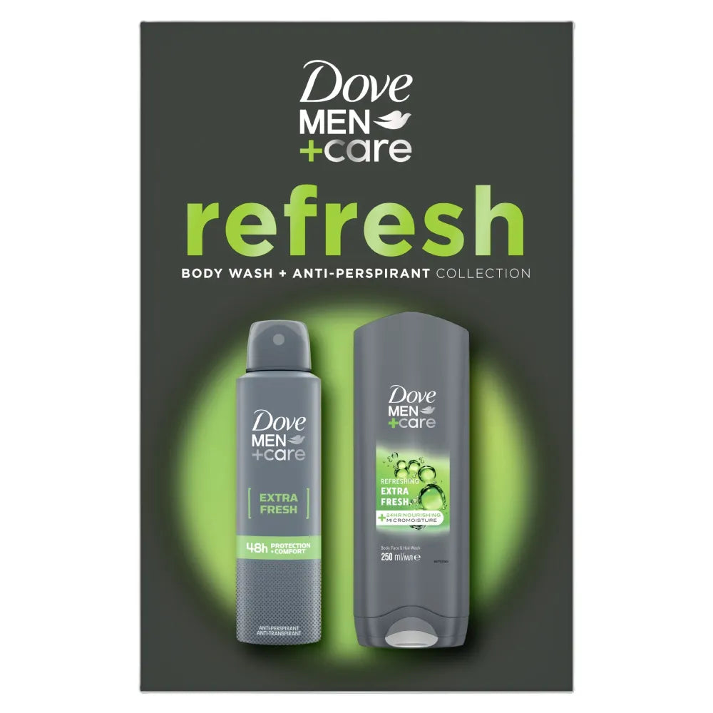 DOVE Men Care Extra dovanų rinkinys vyrų deo purškiklis + kūno ir plaukų plovimo gelis - Kosmetika