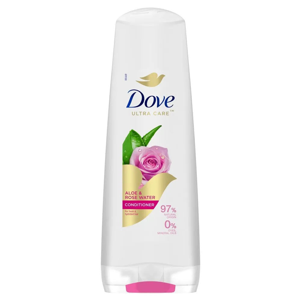 DOVE ULTRA CARE Atgaivinantis kondicionierius visų tipų plaukams Aloe ir rožių vanduo 350ml - Kosmetika