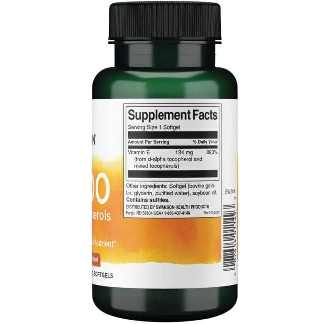 E-200 Mixed Tocopherols - 200 IU - 134 mg - N250 - Swanson - Papildai