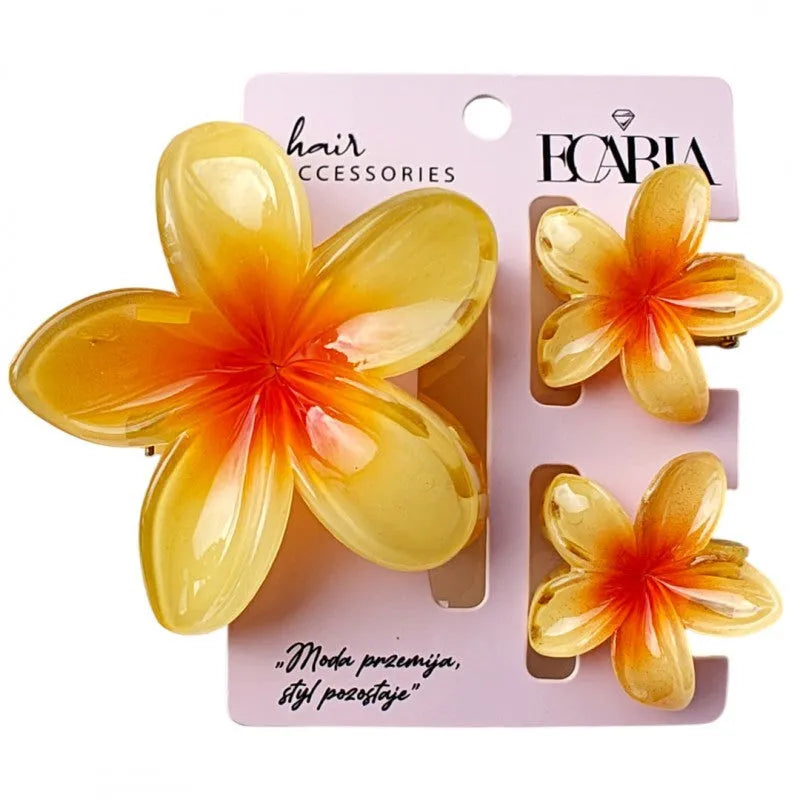 ECARLA 3-in-1 hair clip set - Flower ombre XL + 2 pcs mini clips SP421. - Kosmetika