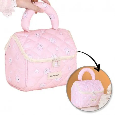 ECARLA Folding cosmetic bag - elegant trunk with handle quilted Bunny KS131K - Kosmetika
