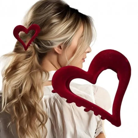 ECARLA Hair Buckle SP378BOR - Heart XL Velvet Maroon - Kosmetika