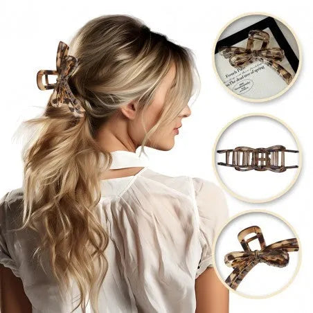 ECARLA hair buckle XL bow leopard print - SP361 - Kosmetika