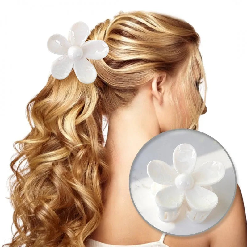 ECARLA Hair Buckle XL Flower Marble White SP379B - Kosmetika