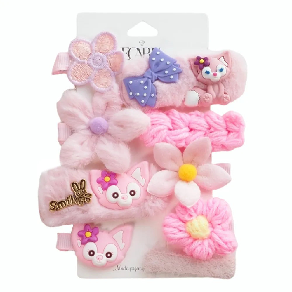 ECARLA Hairpins - rinkinys 9in1 pūkuotų Rožinių SP284 1 pakuotė. - 9 vnt. - Kosmetika