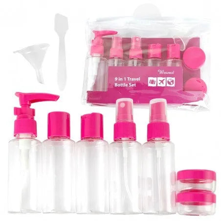 ECARLA Set of 9-in-1 travel totes and accessories - fuchsia KS136F - Kosmetika