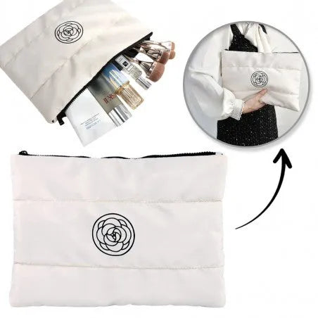 ECARLA Women’s quilted waterproof cosmetic bag - white KS144B - Kosmetika