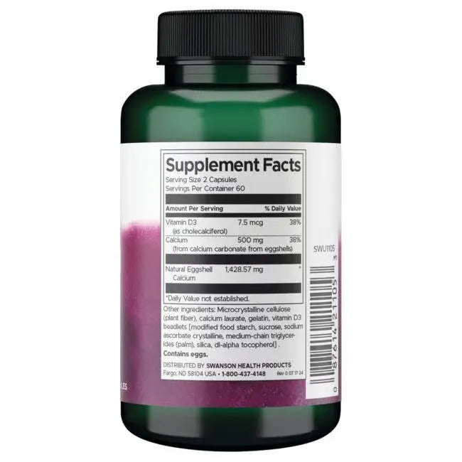 Eggshell Calcium with Vitamin D3 - Kalcis - N120 - Swanson - Papildai