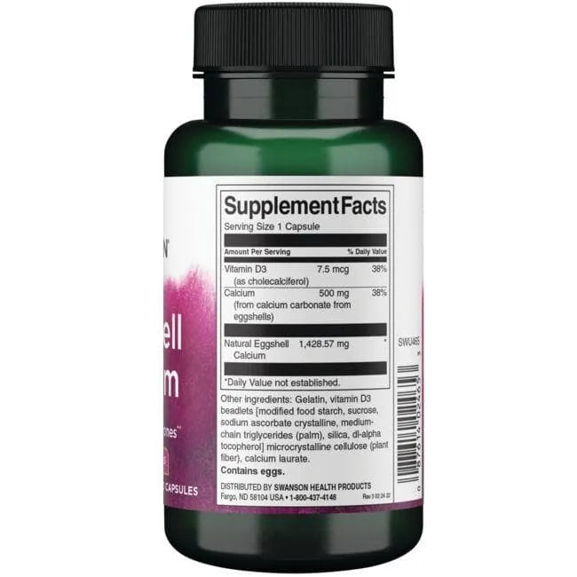 Eggshell Calcium with Vitamin D3 - N60 - Kiaušinių lukštų kalcis su vitaminu - Swanson - Papildai