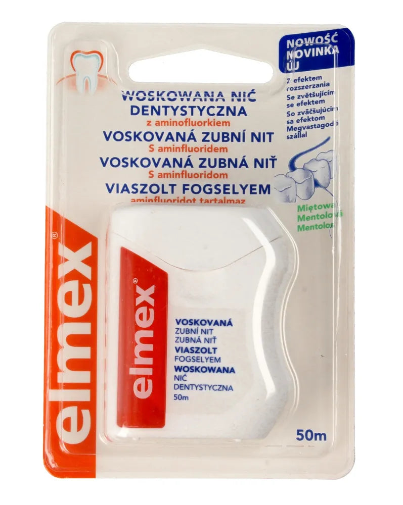 Elmex vaškotas dantų siūlas su mėtomis 1vnt-50m - Kosmetika