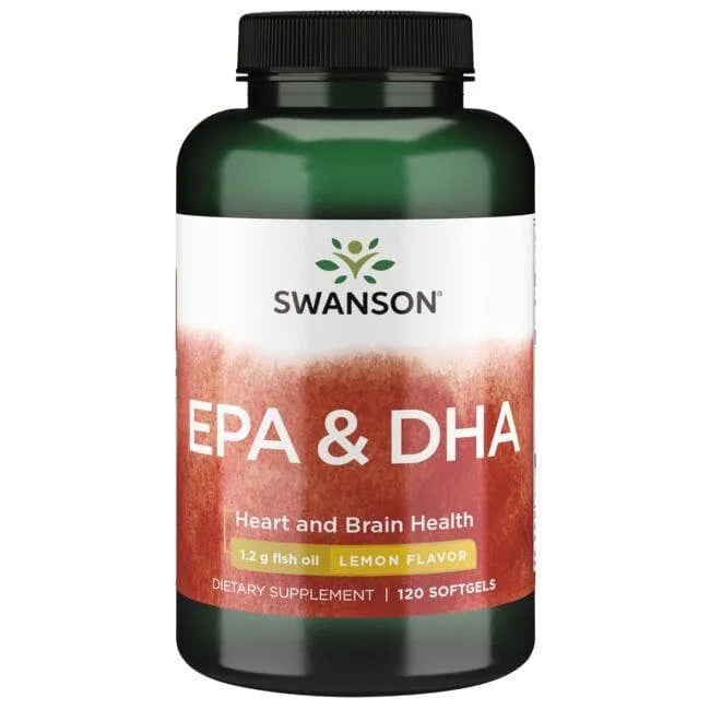 EPA & DHA - Citrinos skonio - Širdžiai - Smegenims - 1.2 gr - N120 - Swanson - Papildai