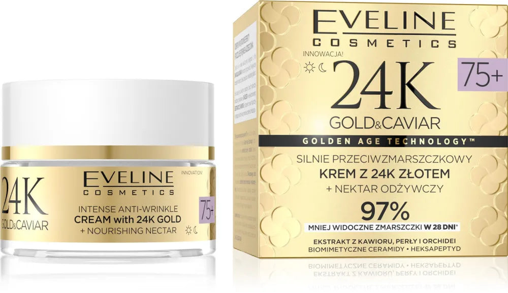 EVELINE 24K Gold&Caviar; Stiprus raukšlių kreminis kremas 75+ 50 ml - Kosmetika