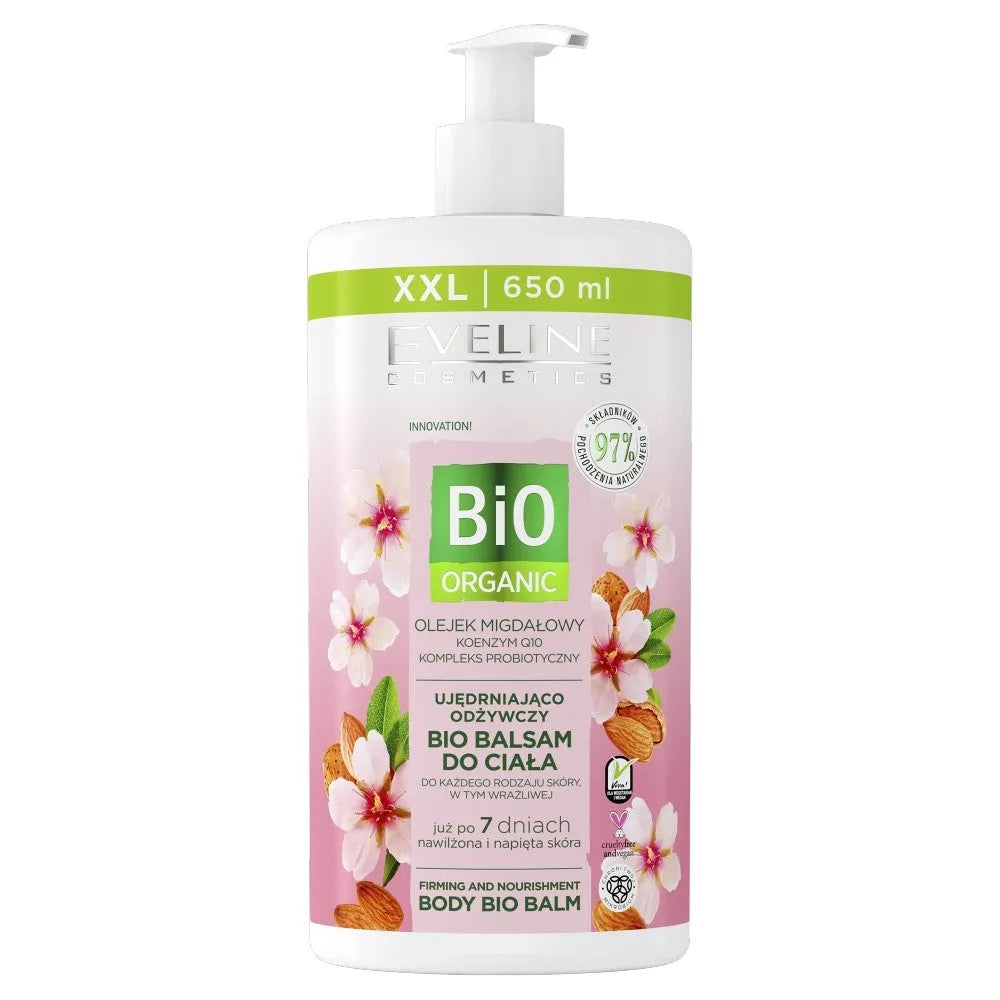 Eveline Bio Organic Firming ir maitinantis kūno balzamas - migdolų aliejus 650ml - Kosmetika