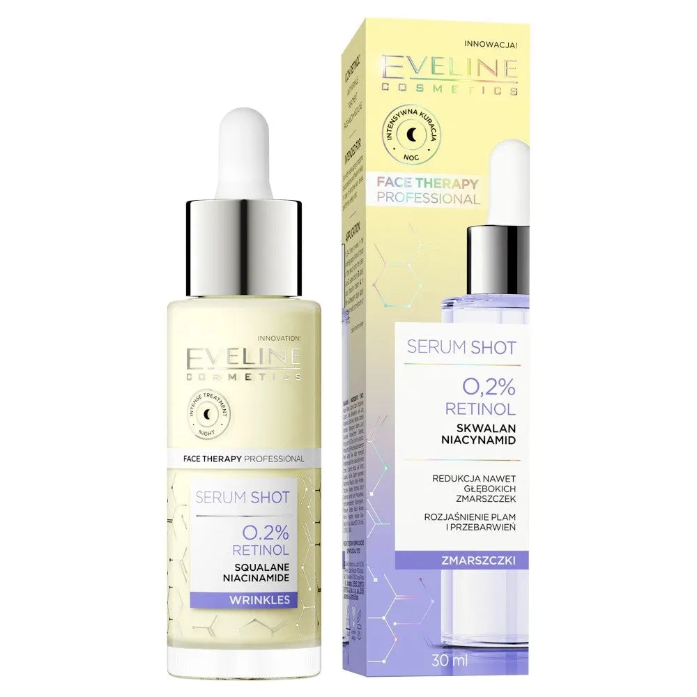 Eveline Face Therapy Professional Serum Shot Raukšlių mažinimo gydymas - 0,2% Retinolis 30ml - Kosmetika