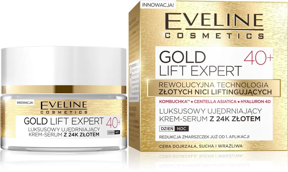 Eveline Gold Lift Expert 40+ Stangrinanti kremas-serumas dienai ir nakčiai 50ml - Kosmetika
