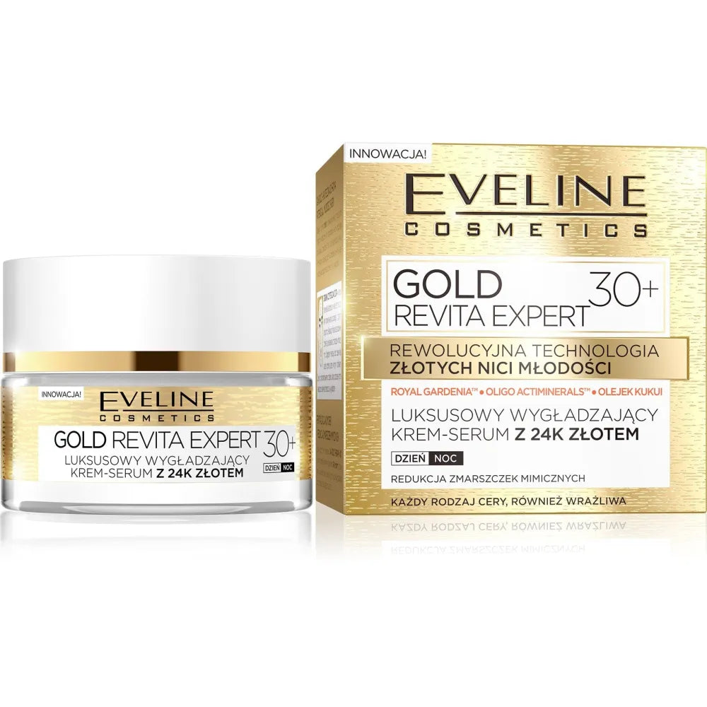 Eveline Gold Revita Expert 30+ Smoothing cream-serum dienai ir nakčiai 50ml - Kosmetika