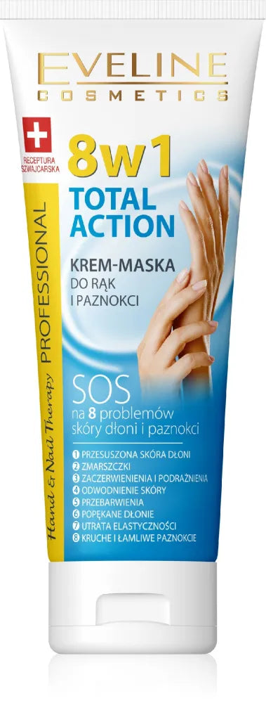 Eveline Hand & Nail Therapy Total Action 8in1 Kremas-maska rankoms ir nagams 75ml - Kosmetika