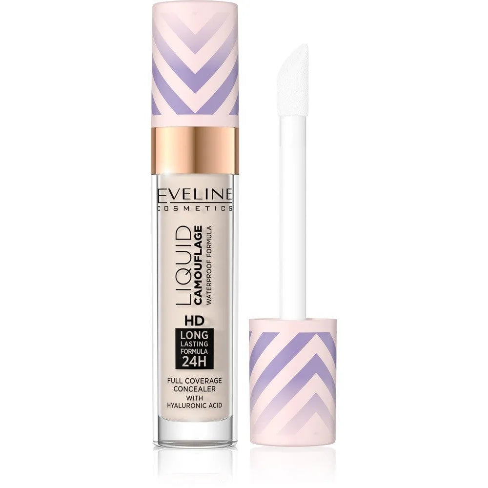 Eveline Liquid Camouflage Vandeniui Atsparus Korrektorius su hialurono rūgštimi nr. 01 Šviesi Porcelianas 7.5ml