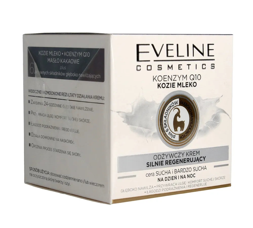 EVELINE Maitinamasis kremas Stipriai regeneruojantis kofermentas Q10 ir ožkos pienas 50ml - Kosmetika