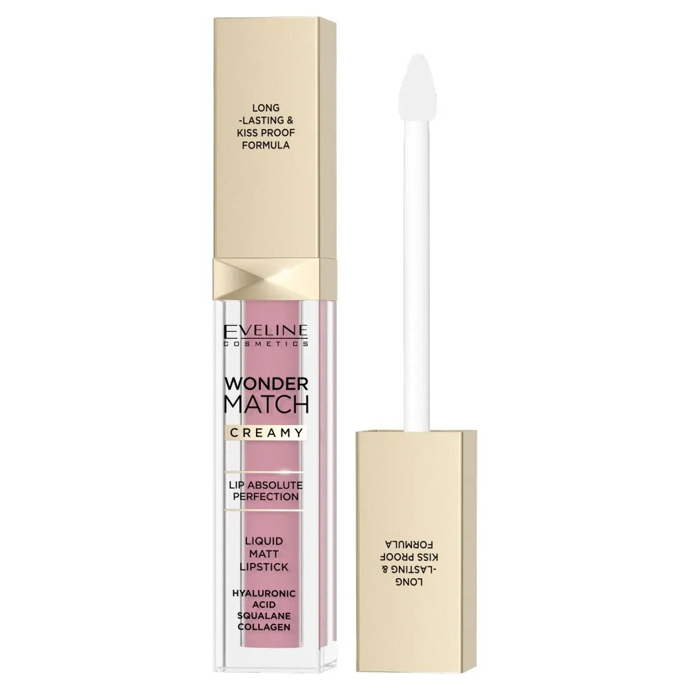 EVELINE Matte skysti lūpdažiai Wonder Match Creamy No. 01 - Angel Rose 6.8 ml - Matinis skystas lūpų dažai - Kosmetika